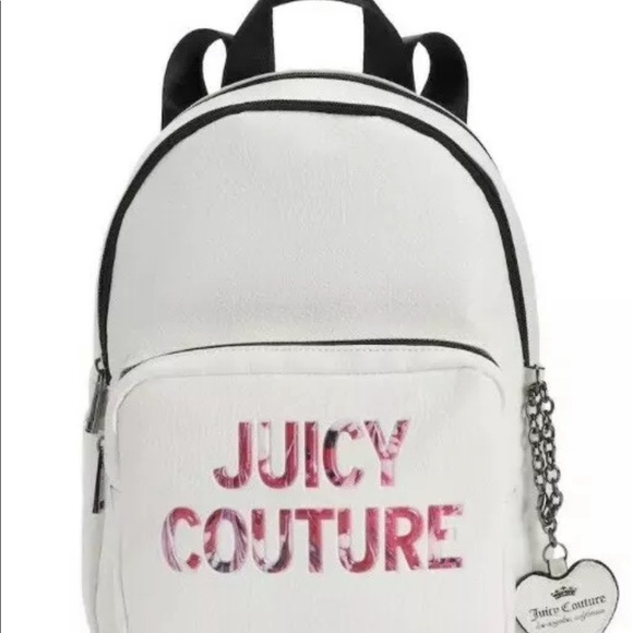 New Juicy Couture Nighter White Charm Backpack - Picture 4 of 4